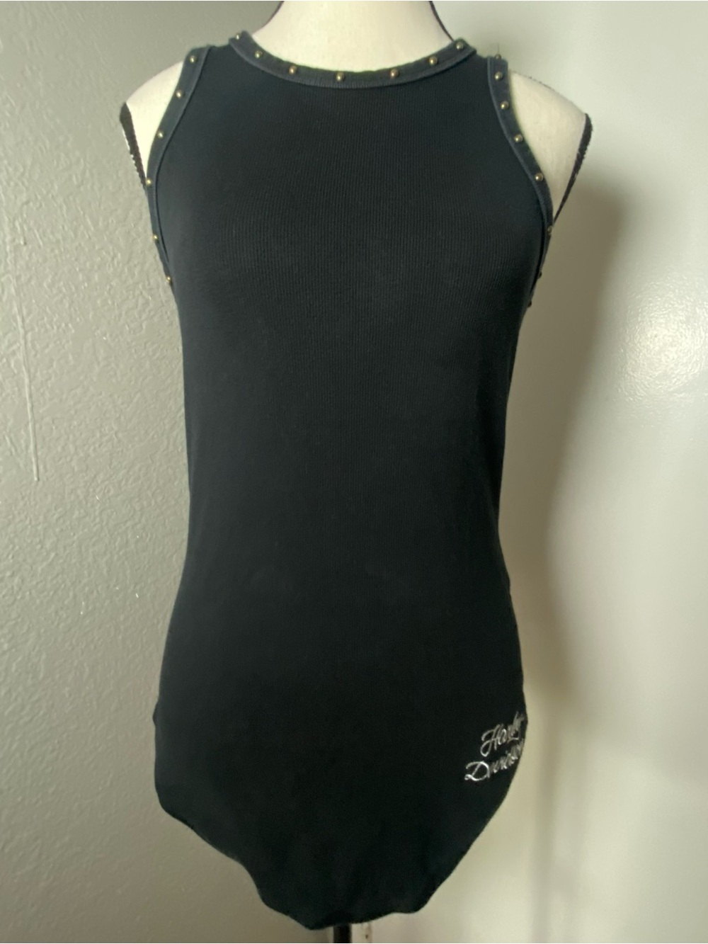 Harley-Davidson Ribbed Black Studded Muscle Tank Top Size Medium